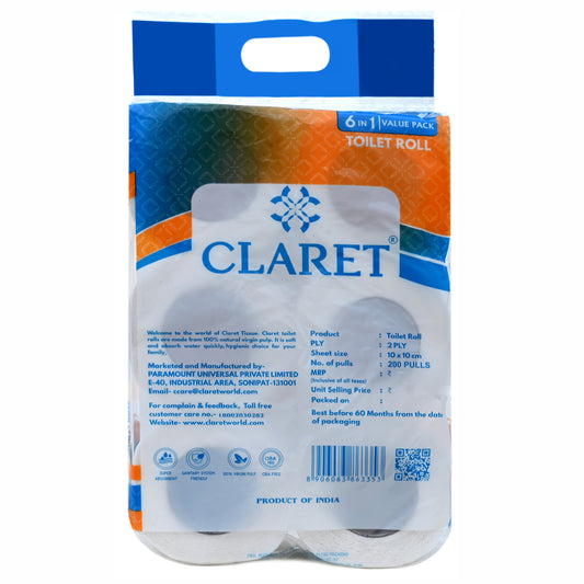 Claret 2 Ply Toilet Roll - 200 Pulls