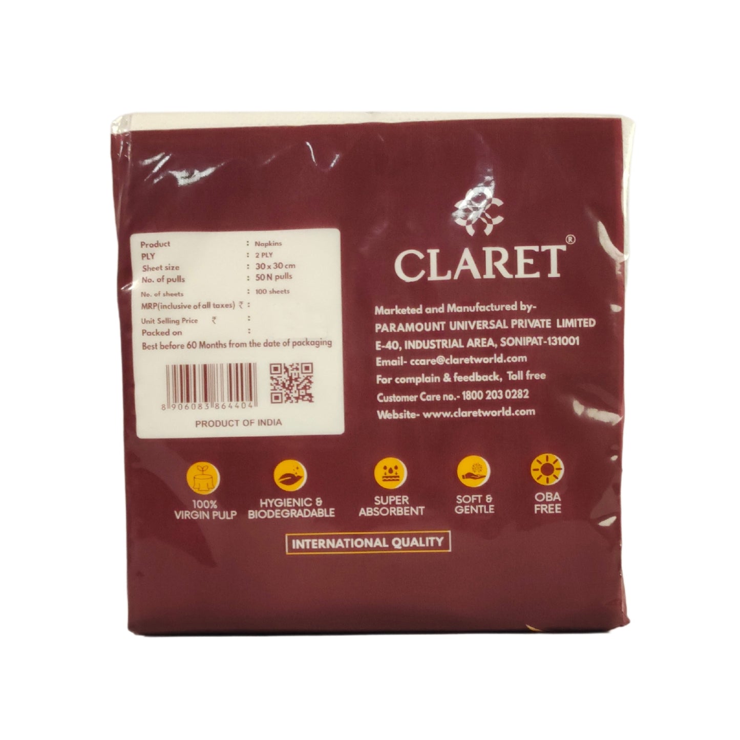 Claret 2 Ply Napkins - 50 Pulls