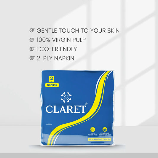 Claret Soft Napkin Plain 4 Ply 25 Pulls - 40 x 40cm