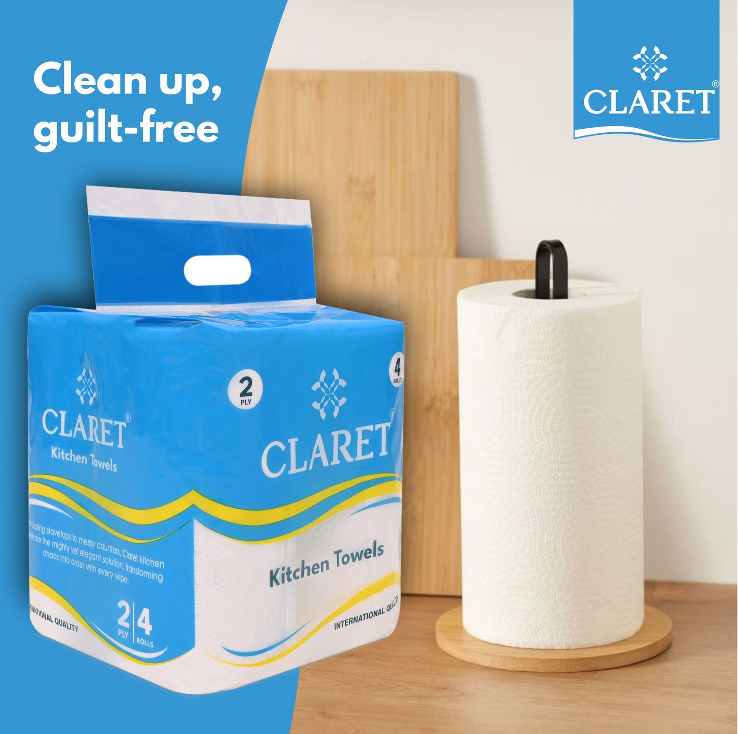 Claret Kitchen Towel Roll - 60 Pulls Per Roll