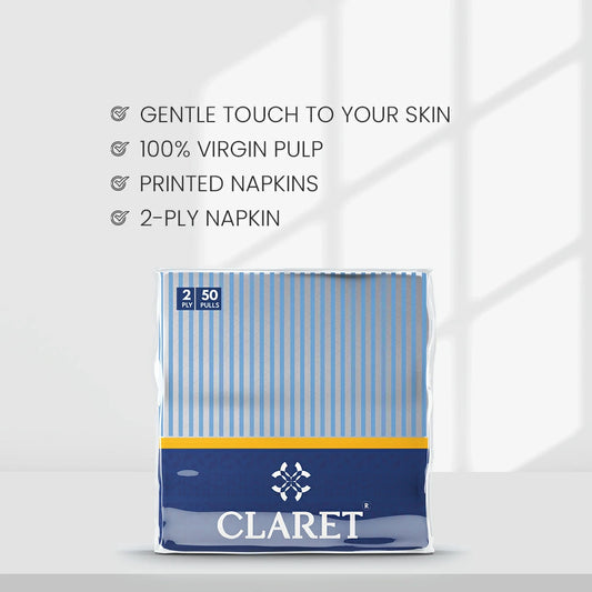 Claret Soft Napkin Printed 2 Ply 50 Pulls - 30 x 30cm