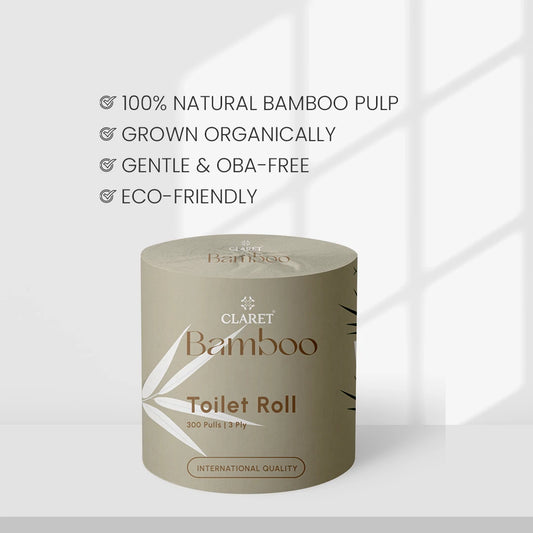 Claret Bamboo Single Toilet Roll 3 Ply 300 Pulls