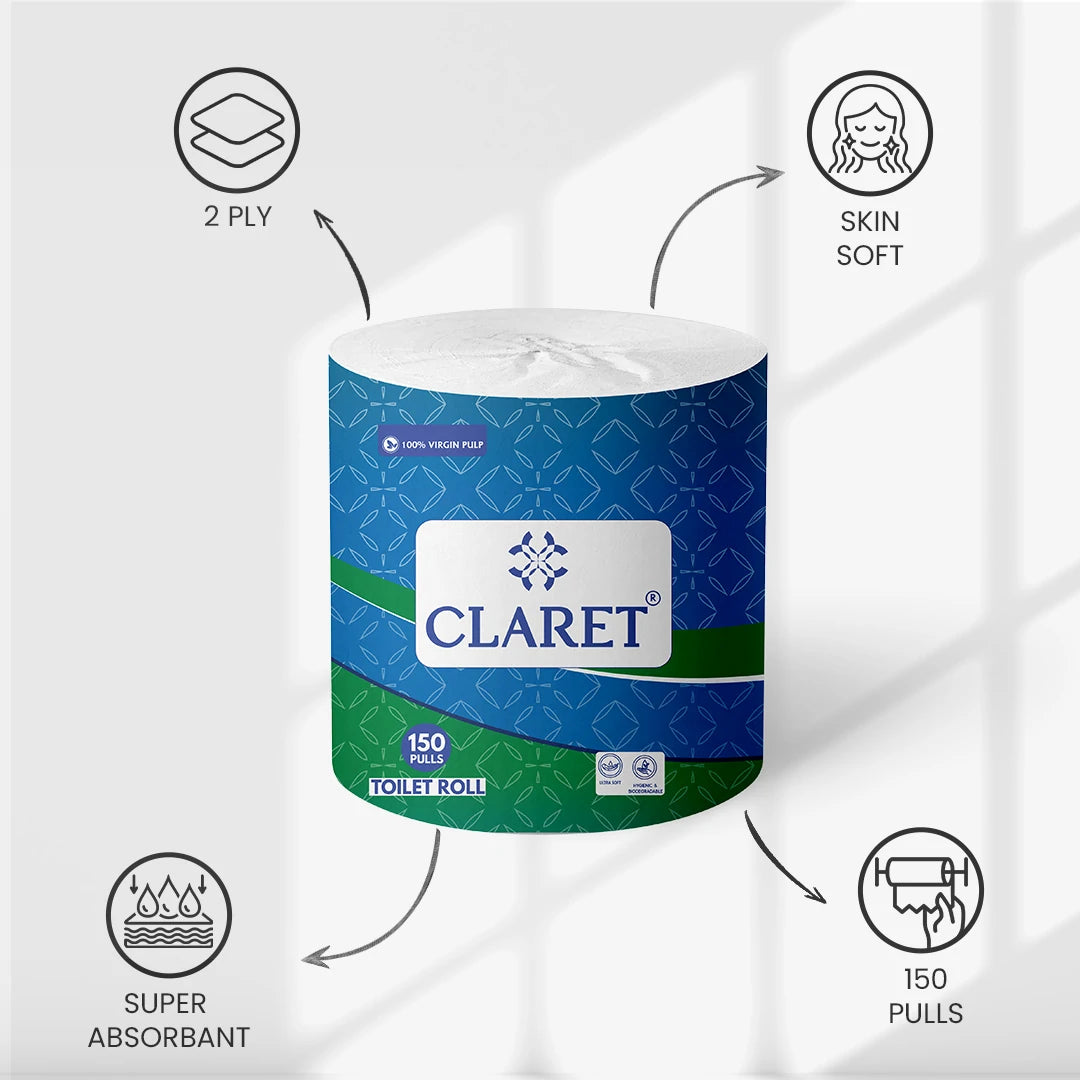 Claret Toilet Roll 2 Ply 150 Pulls