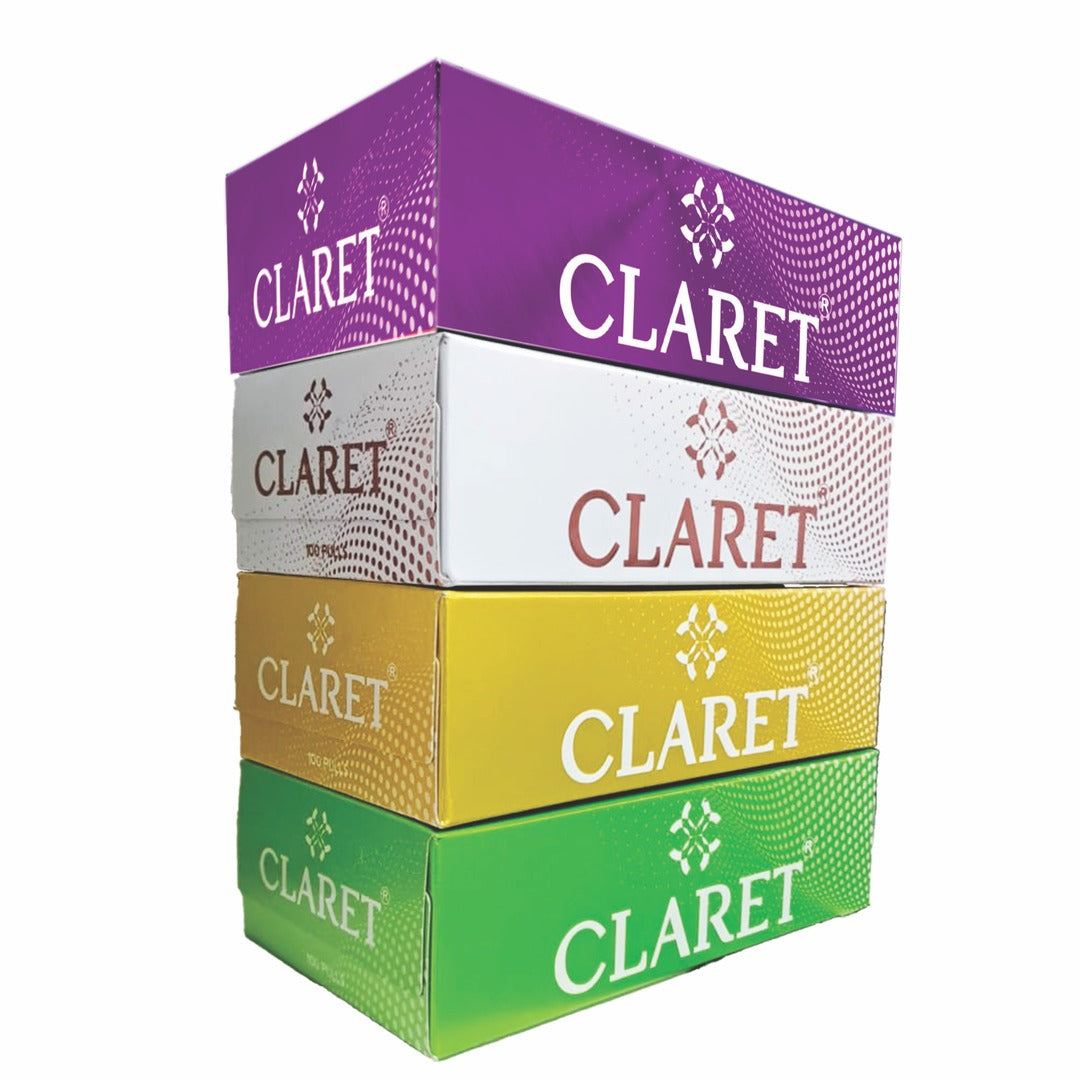 Claret Facial Tissue 4 in 1 Combo 2 Ply 100 Pulls