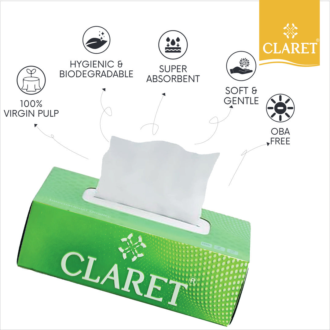Claret Facial Tissue 4 in 1 Combo 2 Ply 100 Pulls