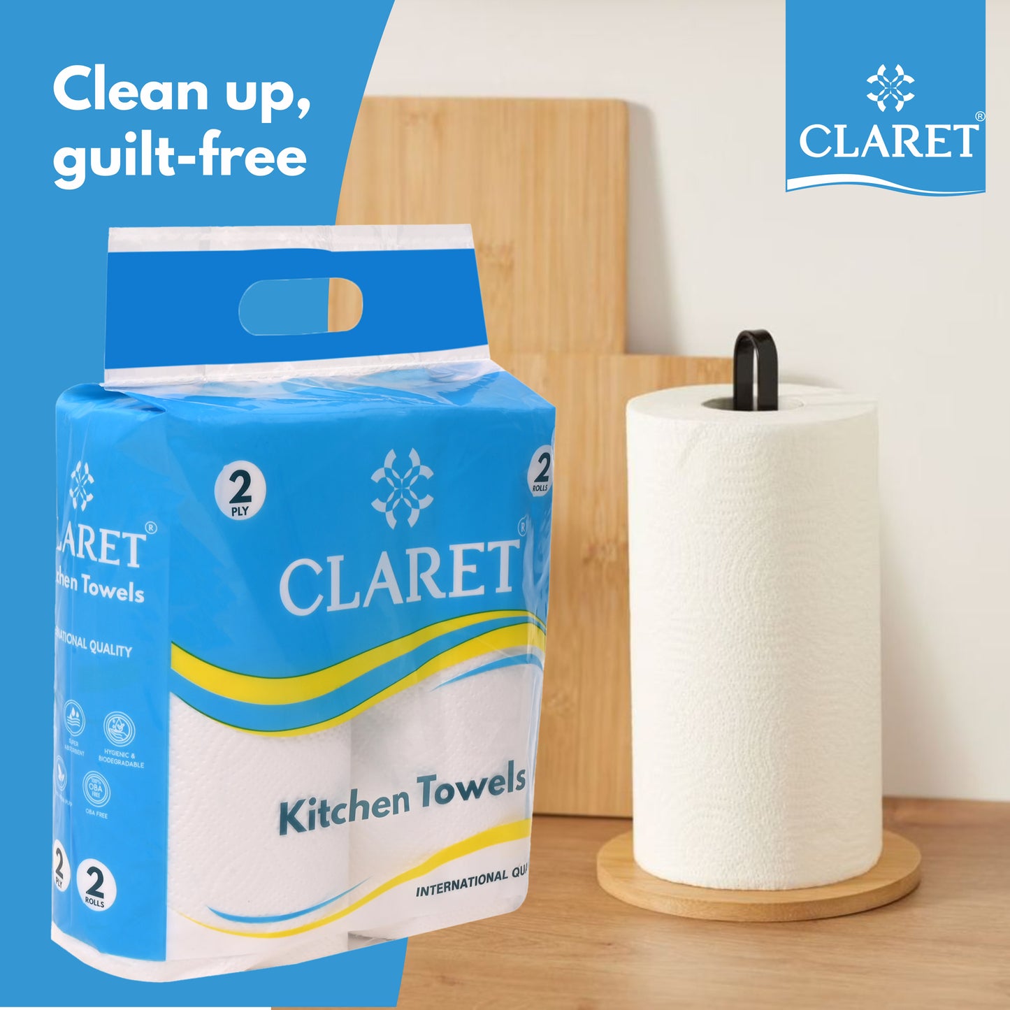 Claret Kitchen Towel 2 in 1 Combo 2 Ply 60 Pulls
