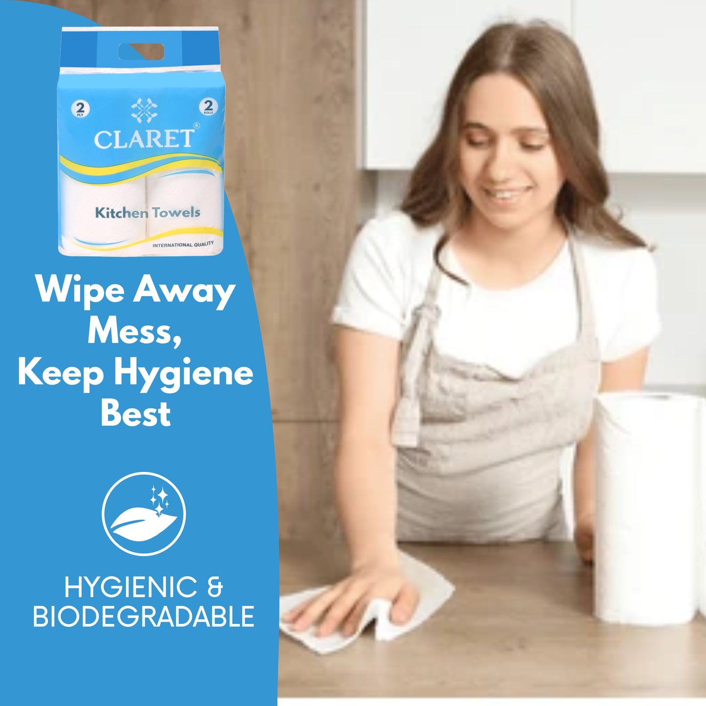 Claret Kitchen Towel 2 in 1 Combo 2 Ply 60 Pulls