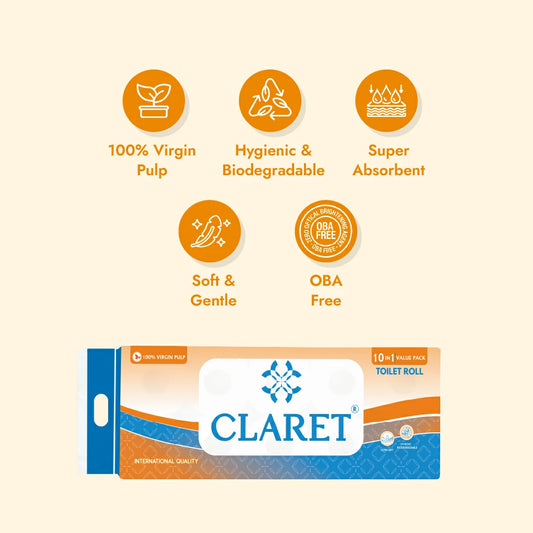 Claret Toilet Rolls 10 in 1 Combo 2 Ply 200 Pulls