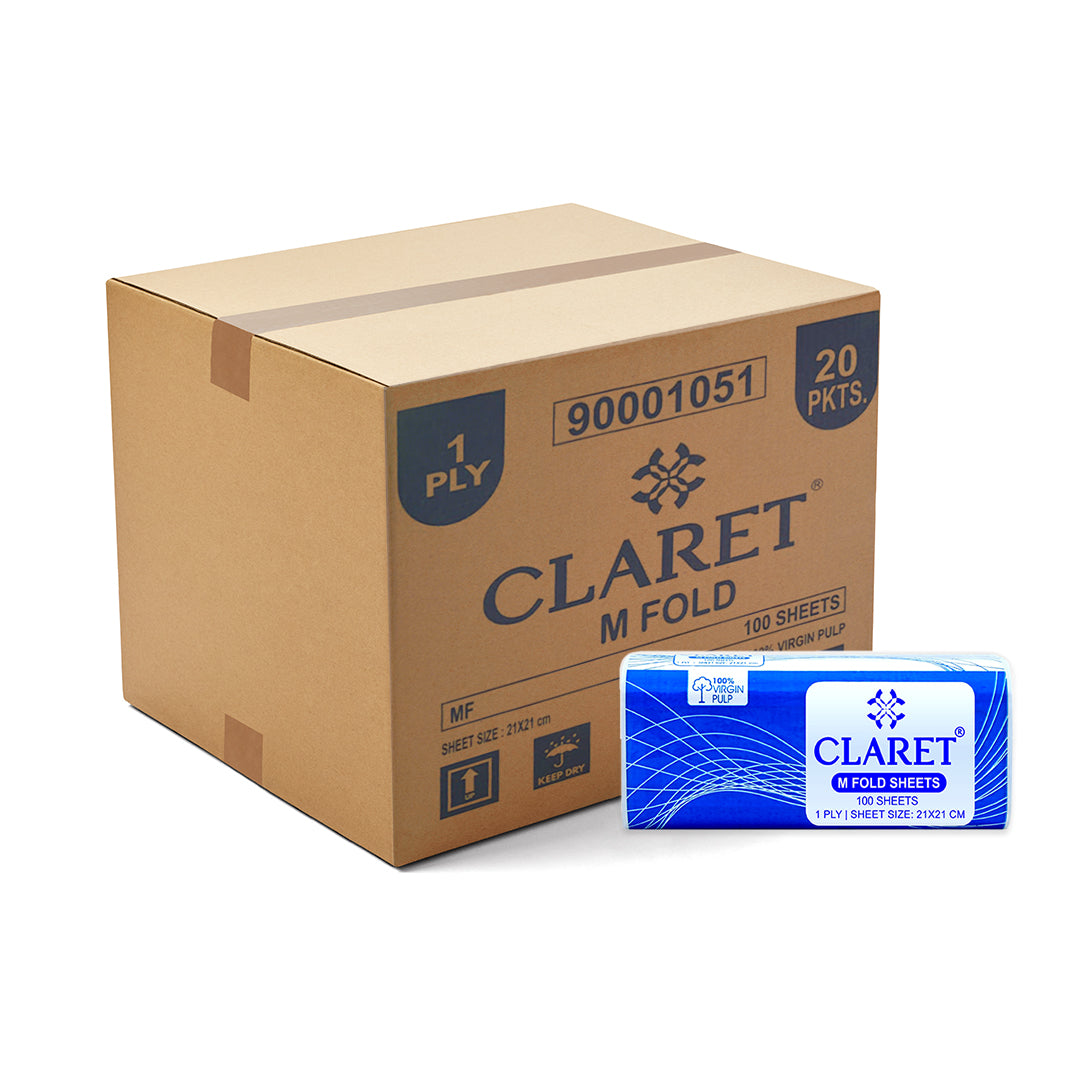 Claret 1 Ply M-Fold Sheet - 100 Sheets