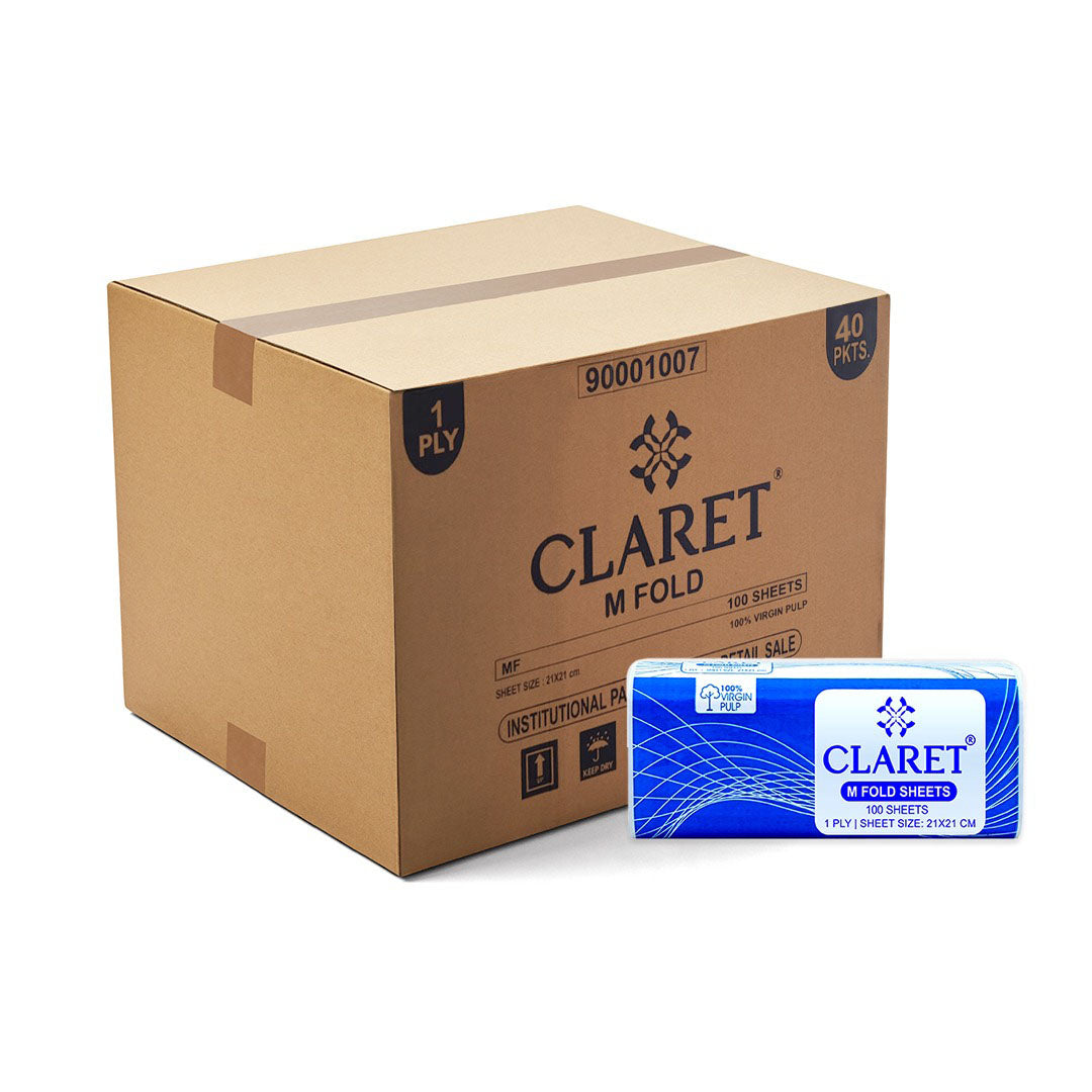 Claret 1 Ply M-Fold Sheet - 100 Sheets