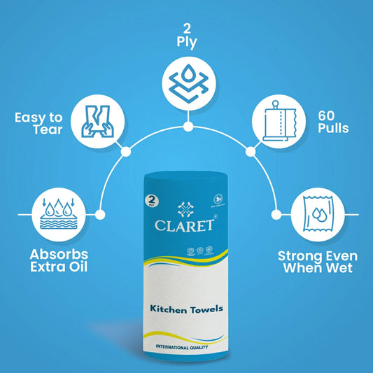 Claret 1 in 1 Kitchen Towel 2 Ply 60 Pulls