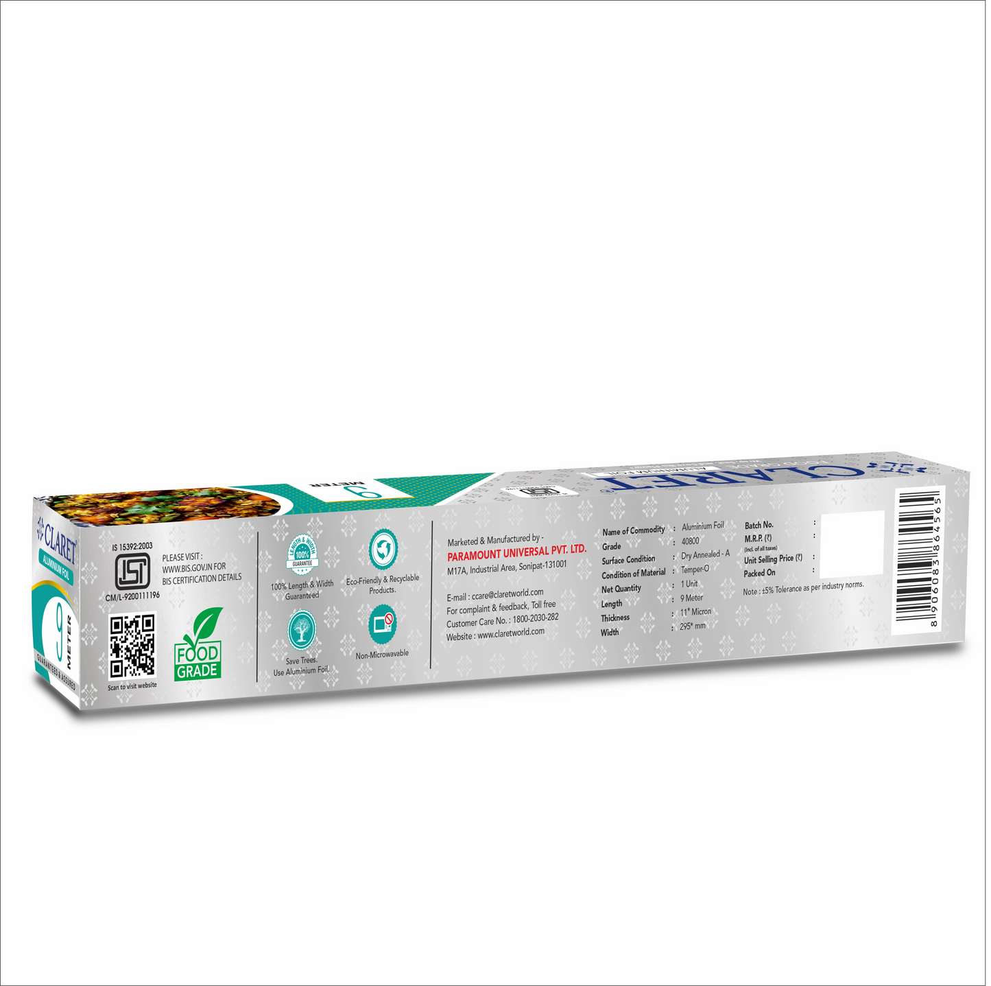 Claret Aluminium Foil Roll 9 Meter