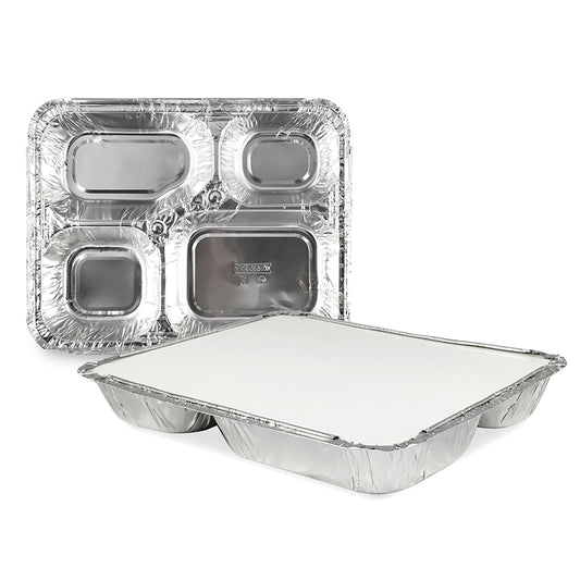 Claret Aluminium Food Container | 4 Regular Compartment | 700 ml