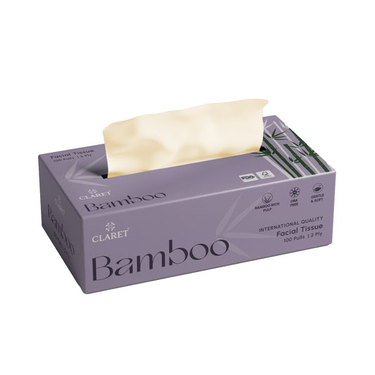 Claret Bamboo Facial Tissue 2 Ply 100 Pulls (Assorted)