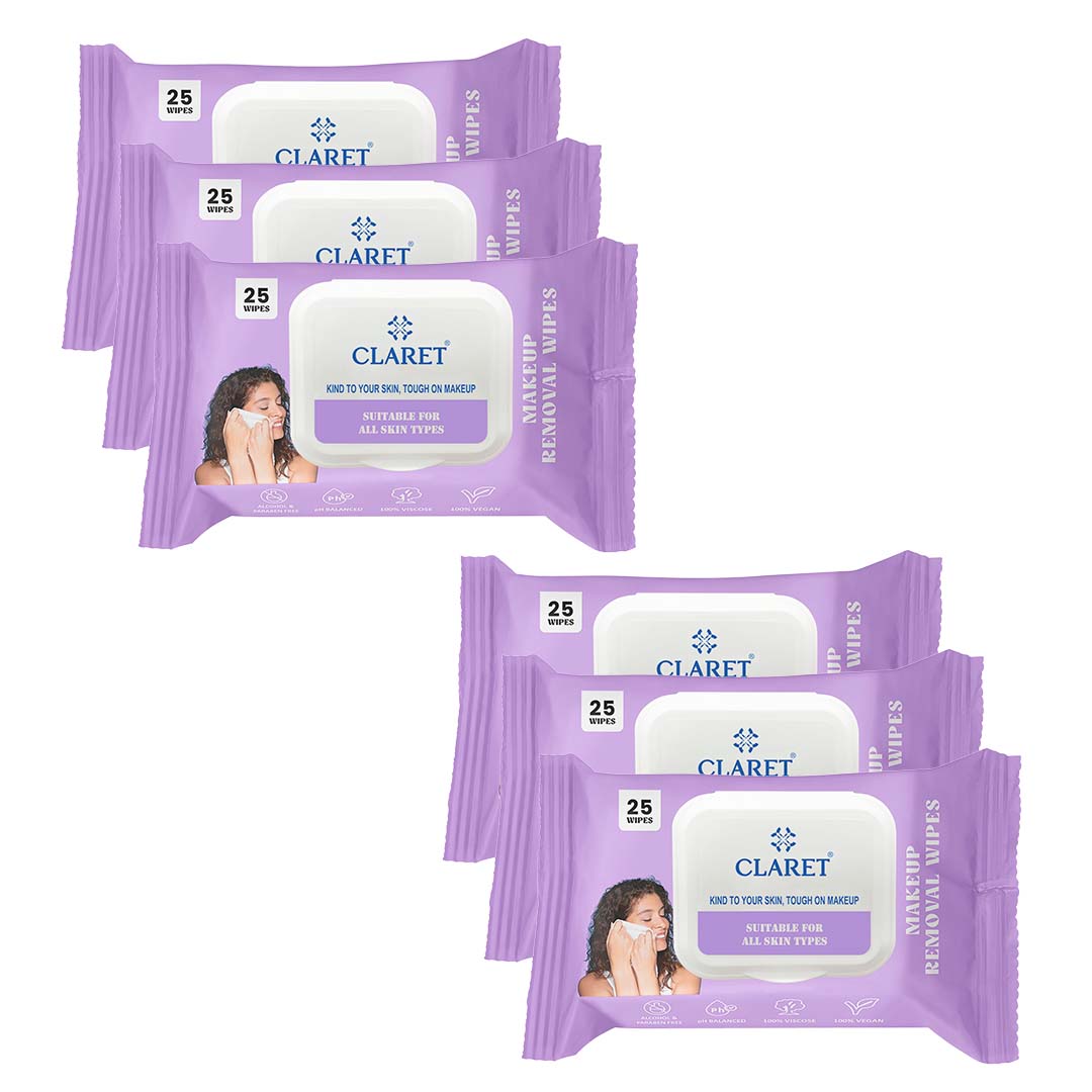 Claret Gentle Makeup Removal Wet Wipes | 25 Wipes