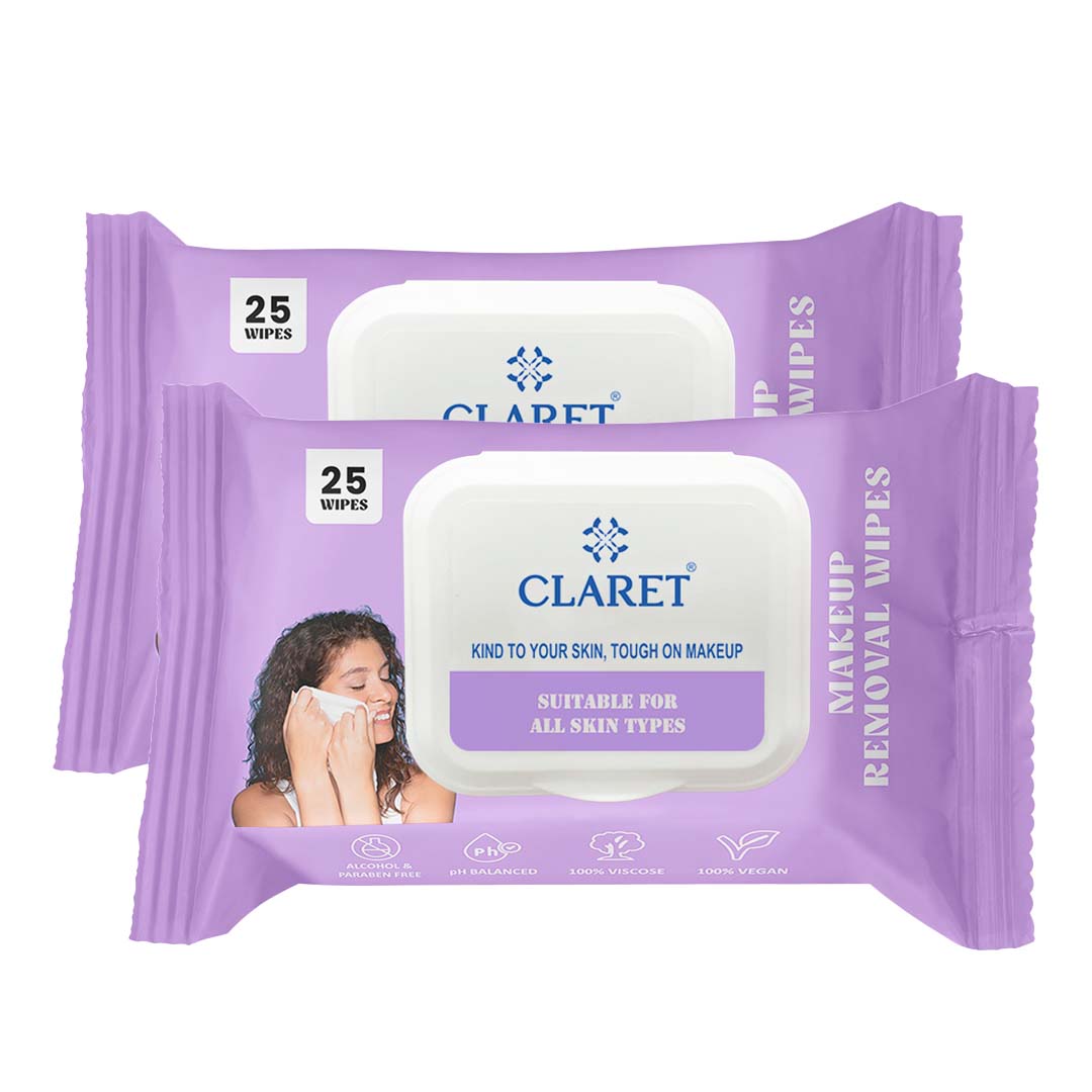 Claret Gentle Makeup Removal Wet Wipes | 25 Wipes