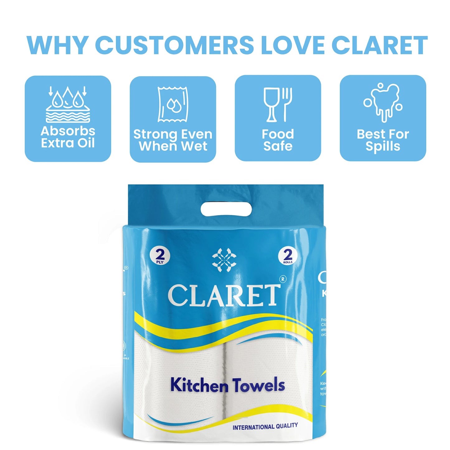 Claret Kitchen Towel 2 in 1 Combo 2 Ply 60 Pulls