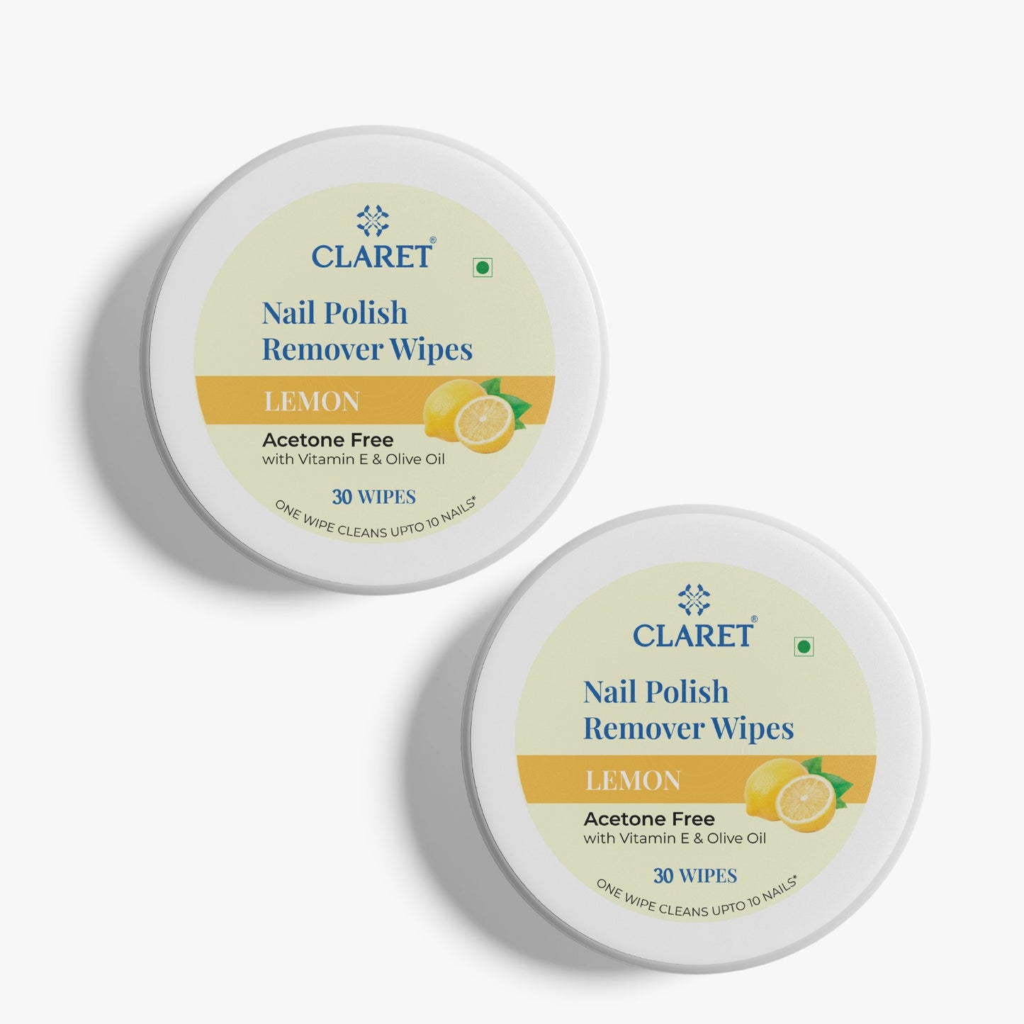Claret Nail Polish Remover Wipes | Lemon | 30 Wipes