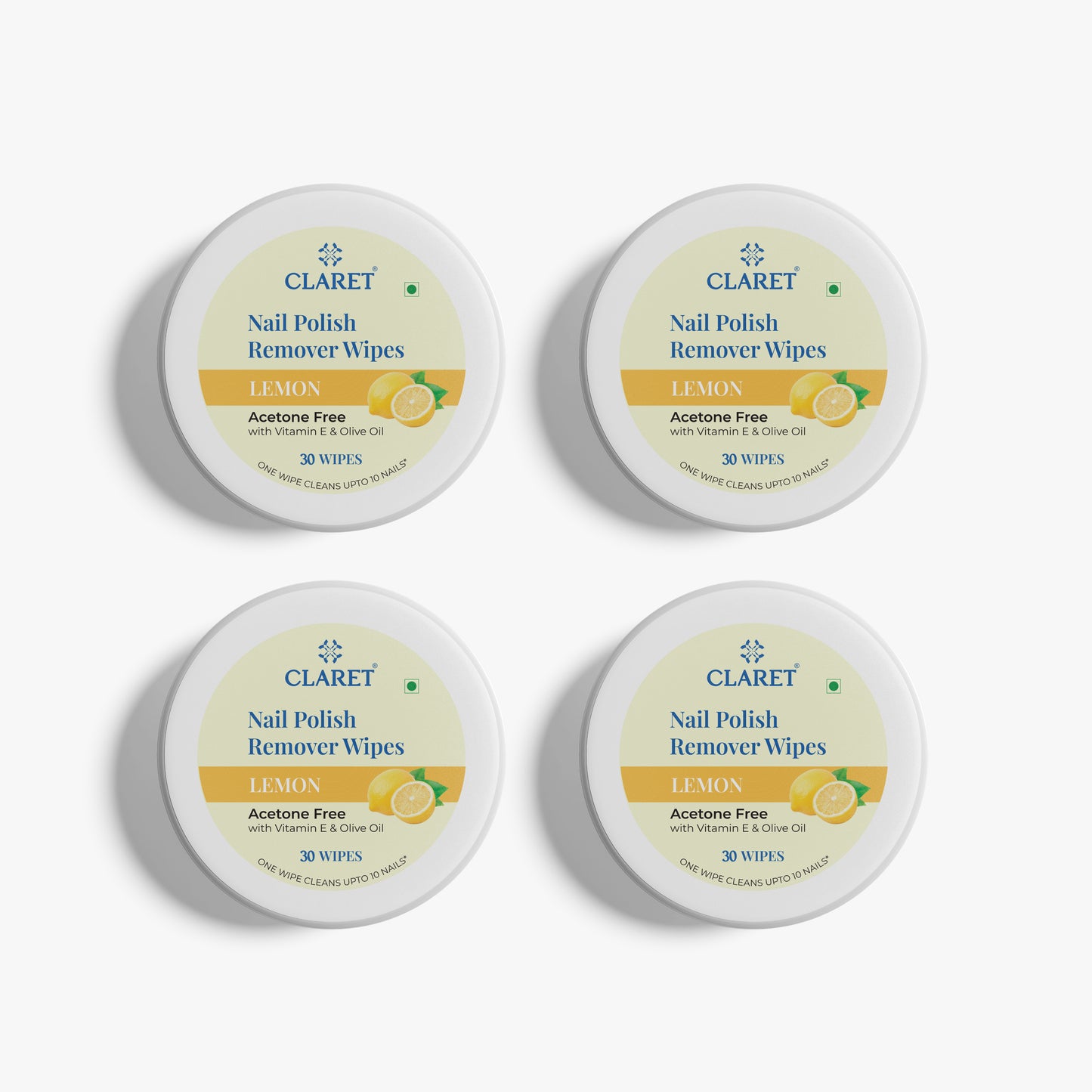 Claret Nail Polish Remover Wipes | Lemon | 30 Wipes