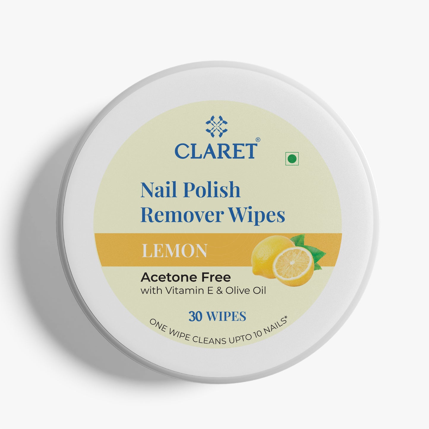 Claret Nail Polish Remover Wipes | Lemon | 30 Wipes