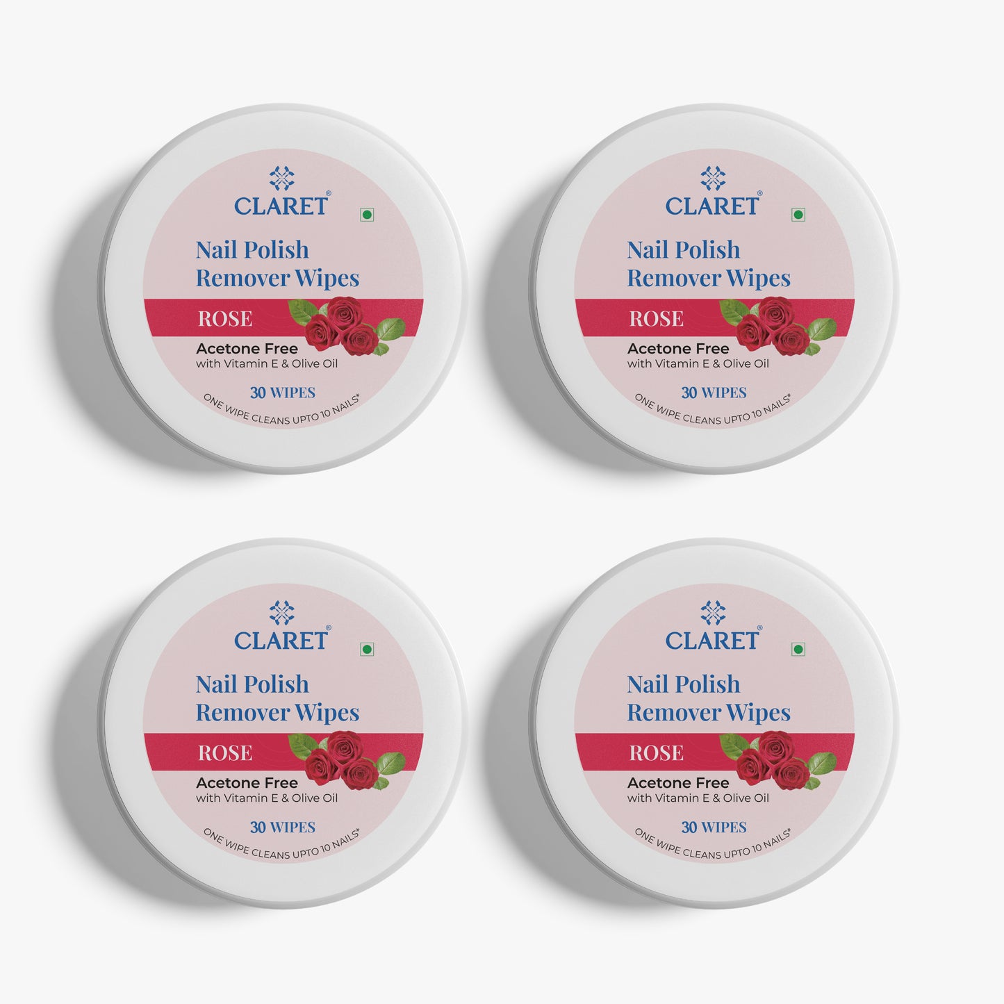 Claret Nail Polish Remover Wipes | Rose | 30 Wipes