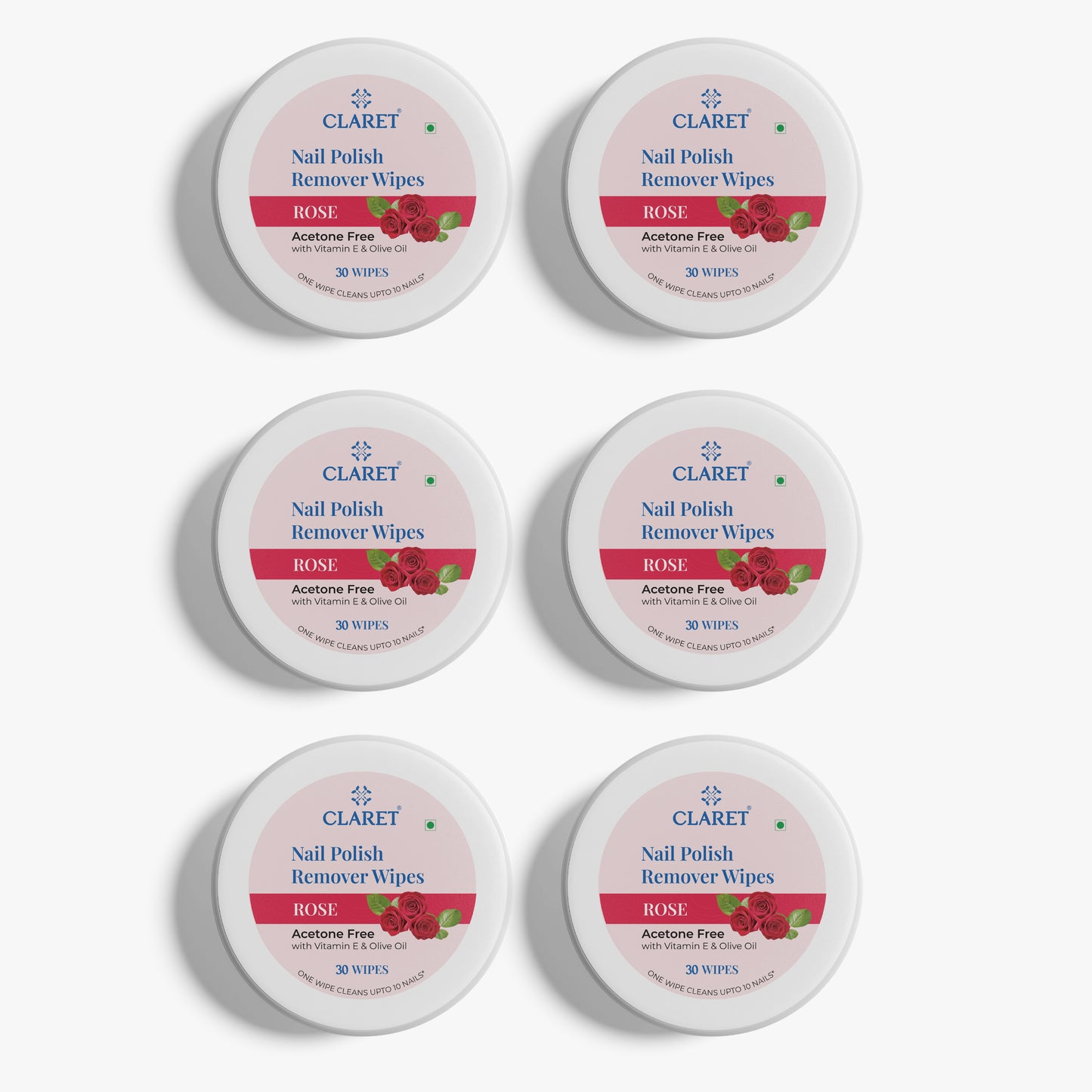 Claret Nail Polish Remover Wipes | Rose | 30 Wipes