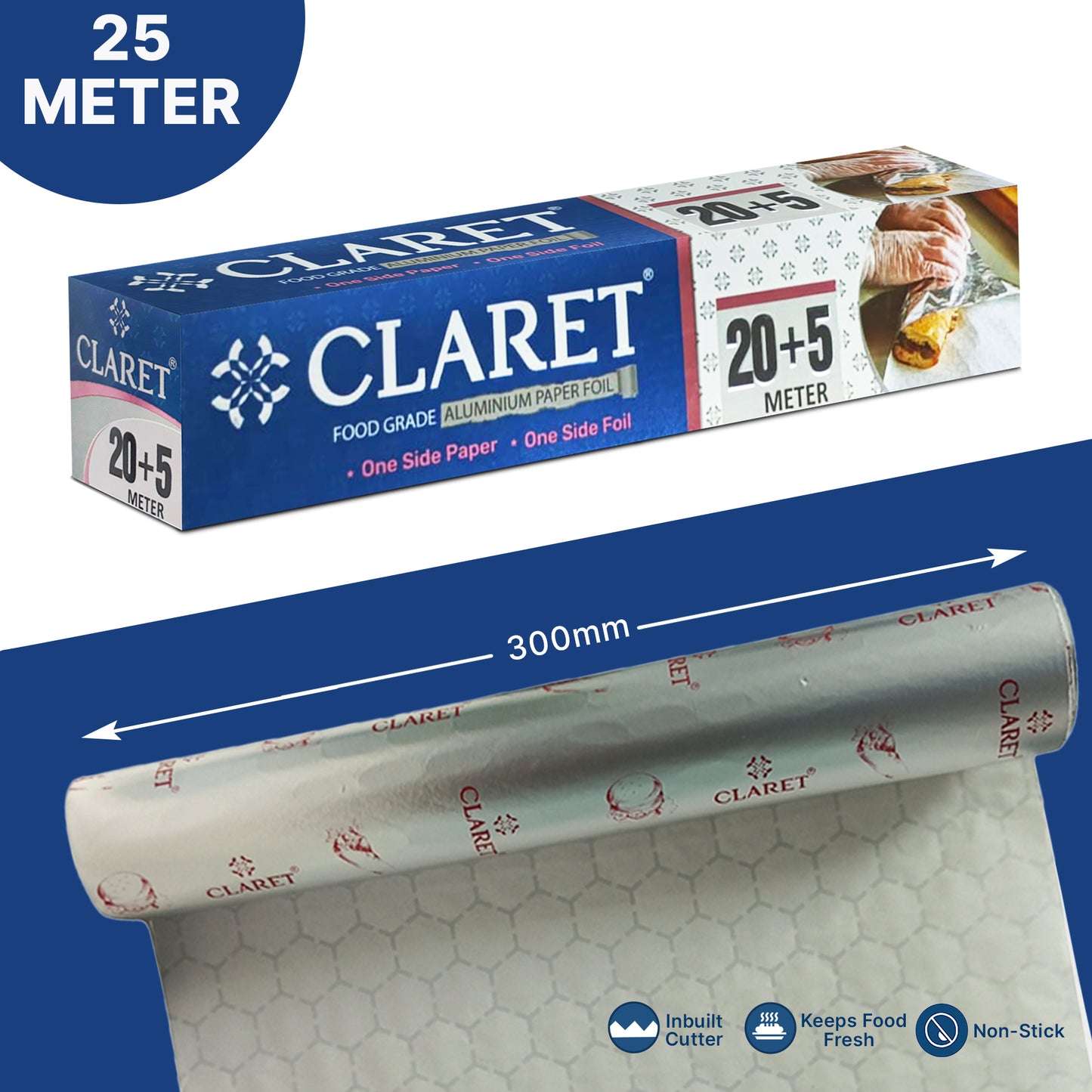 Claret Paper Foil Roll 20+5 Meter