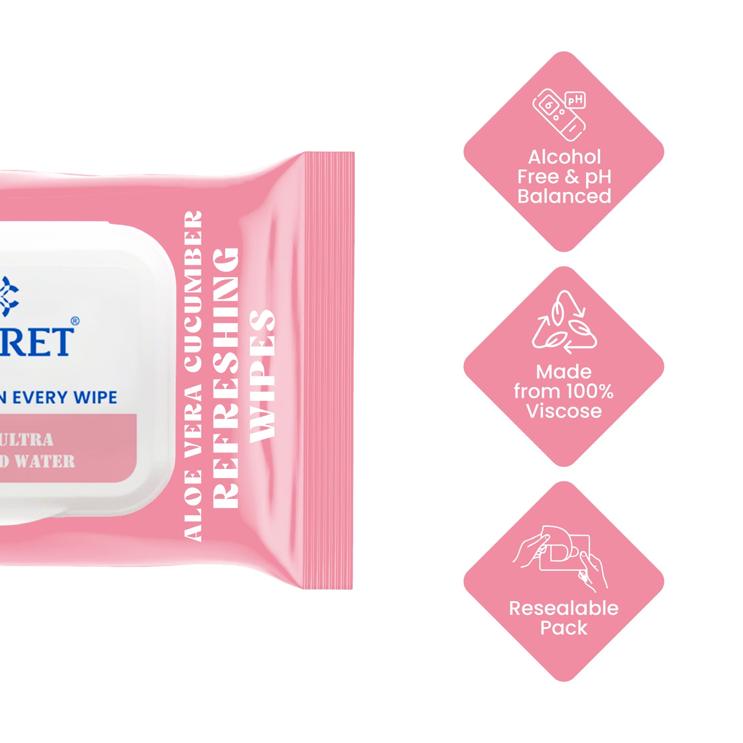 Claret Refreshing Wet Wipes Combo Aloe Vera Mint, Cucumber & Lemon | 25 Pulls