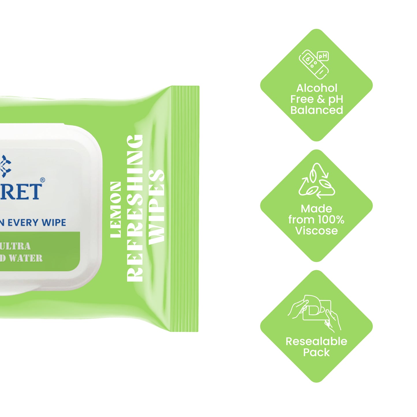Claret Refreshing Wet Wipes Combo Aloe Vera Mint, Cucumber & Lemon | 25 Pulls