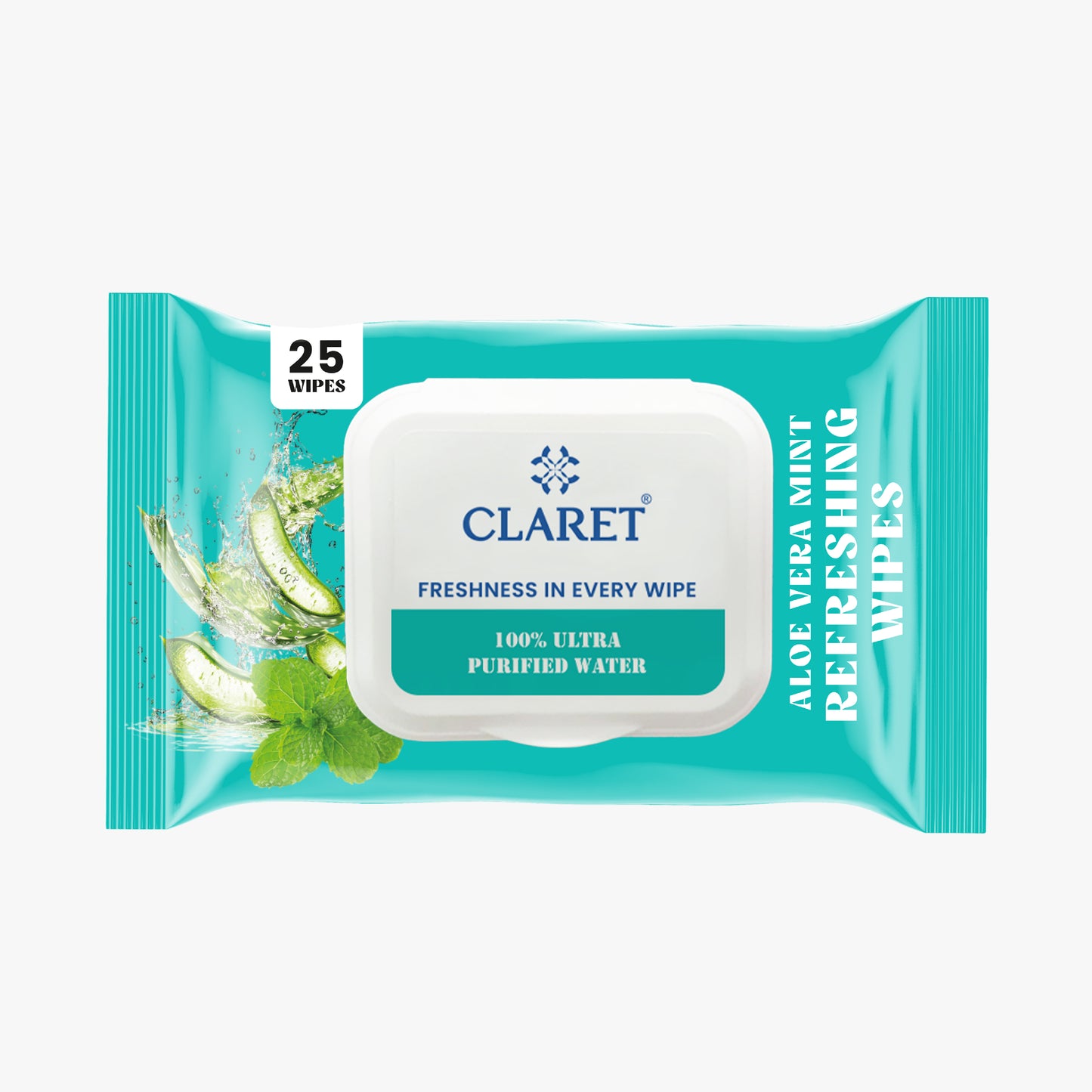 Claret Refreshing Wet Wipes Combo Aloe Vera Mint, Cucumber & Lemon | 25 Pulls