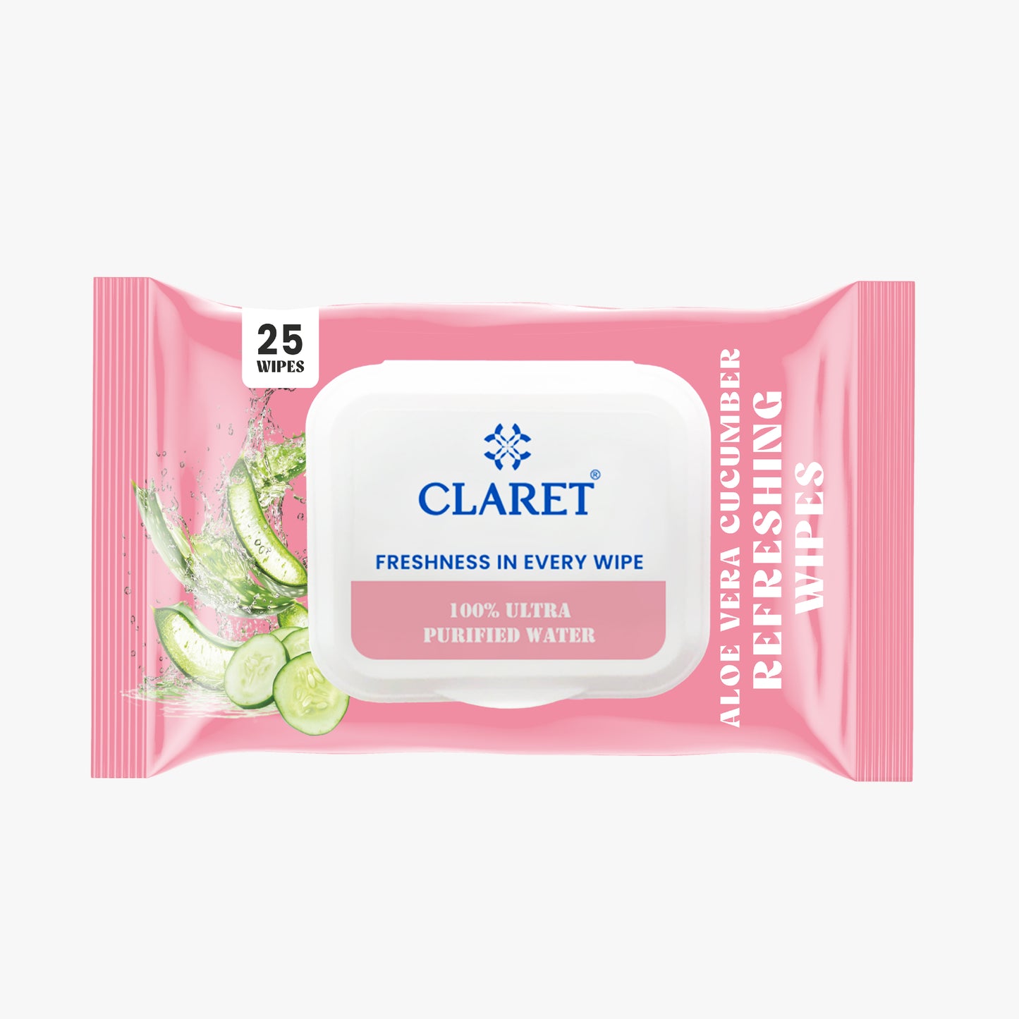 Claret Refreshing Wet Wipes Combo Aloe Vera Mint, Cucumber & Lemon | 25 Pulls