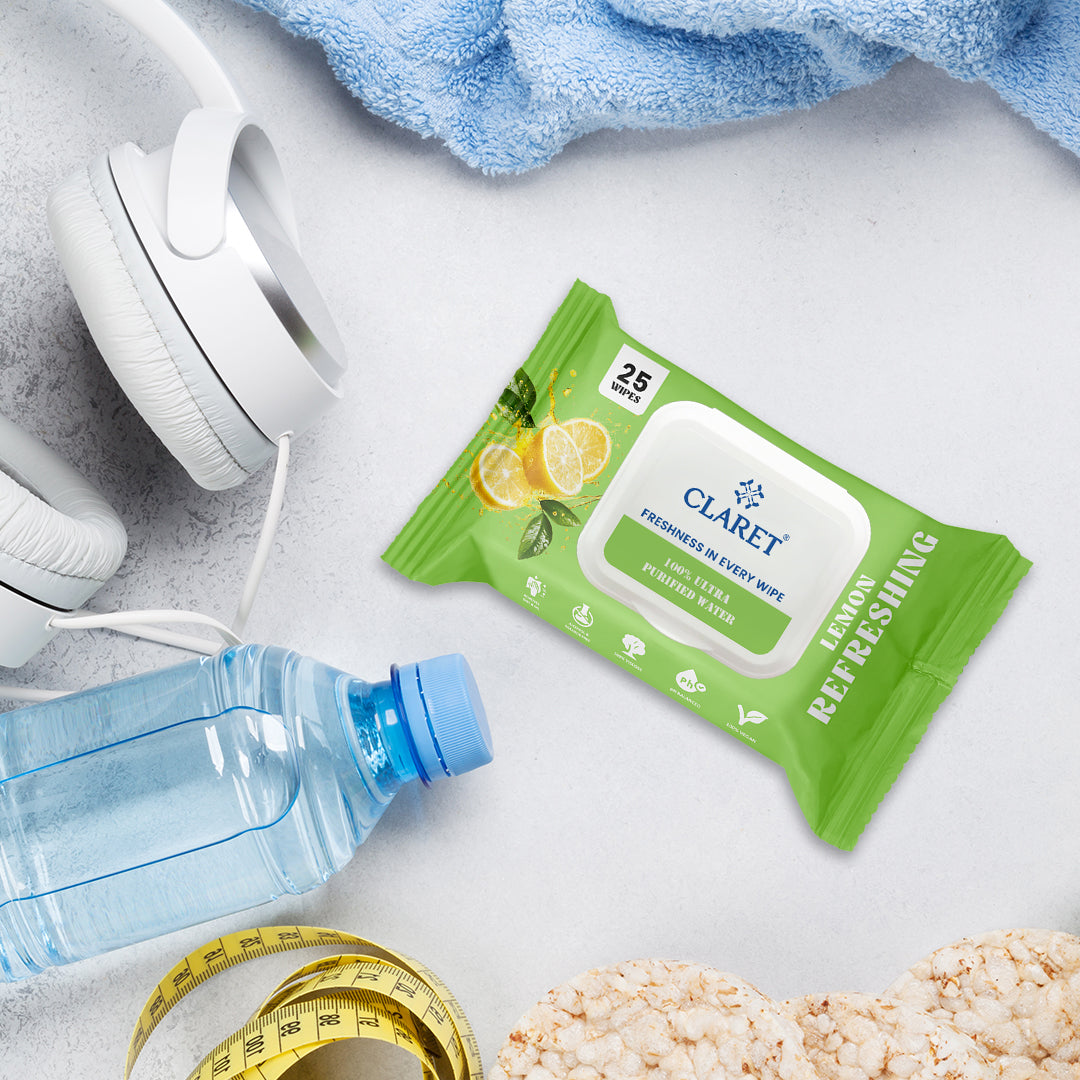 Claret Refreshing Wet Wipes Combo Aloe Vera Mint, Cucumber & Lemon | 25 Pulls