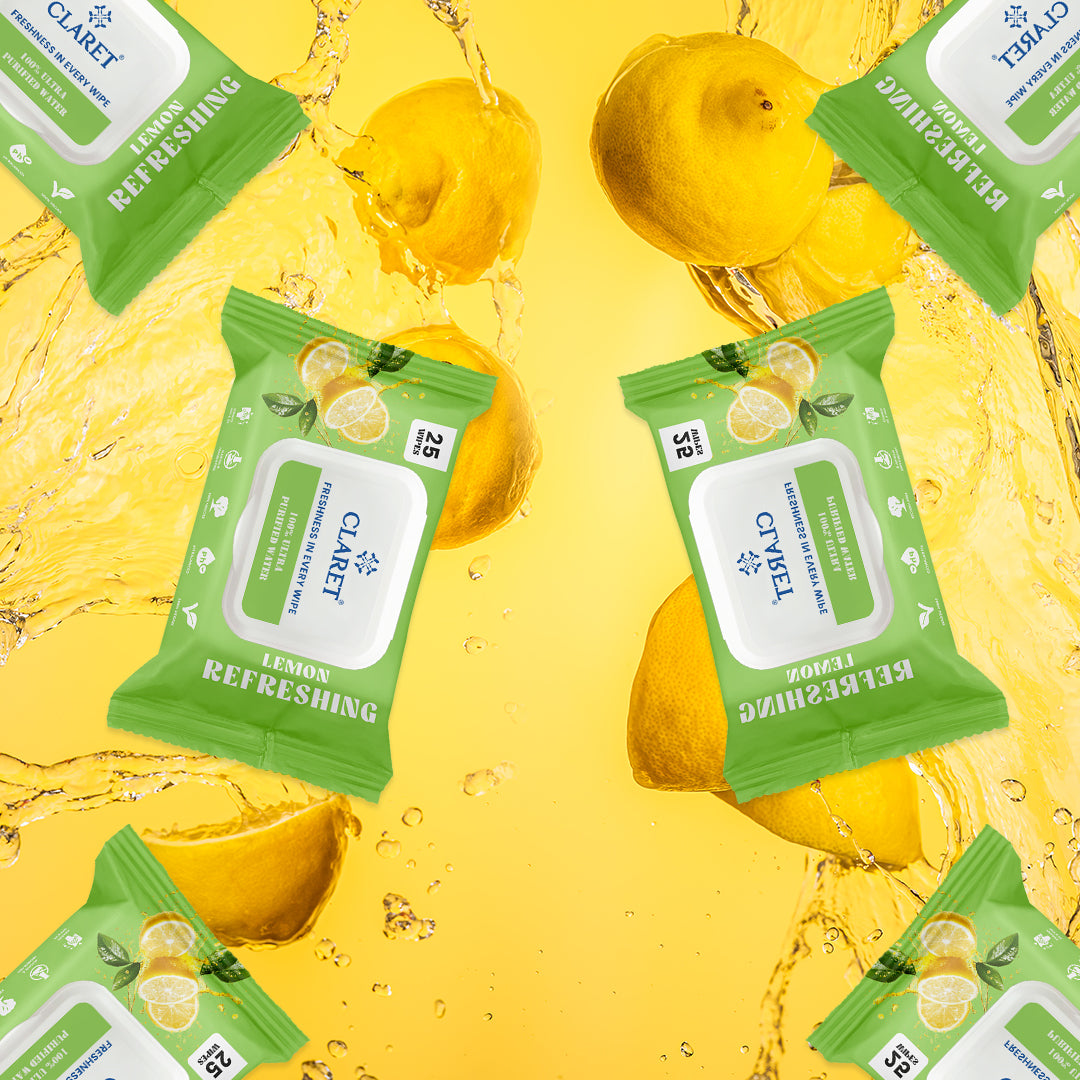 Claret Refreshing Wet Wipes Combo Aloe Vera Mint, Cucumber & Lemon | 25 Pulls