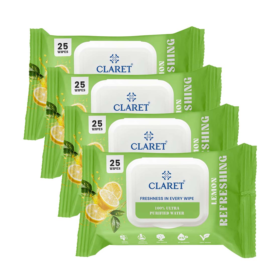 Claret Refreshing Wet Wipes With Lemon | 25 Pulls