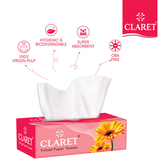 Claret Trifold Paper Towels 1 Ply 100 Pulls