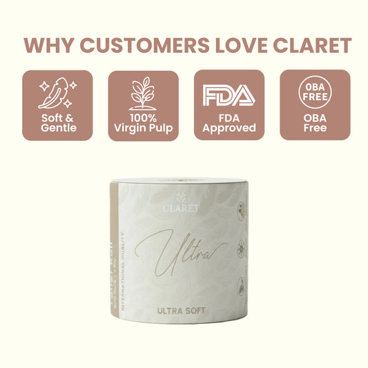 Claret Ultra Single Toilet Roll 3 Ply 300 Pulls