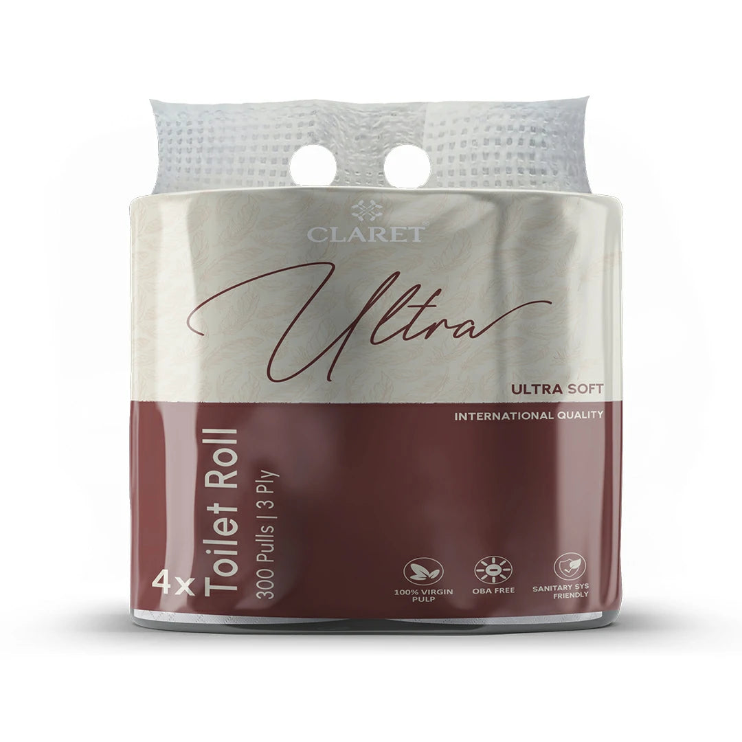 Claret Ultra Toilet Rolls 4 in 1 Combo 3 Ply 300 Pulls
