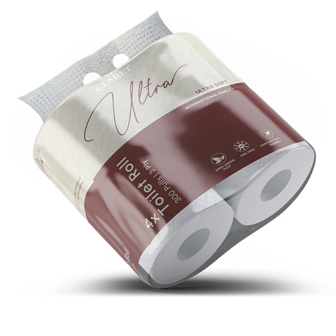 Claret Ultra Toilet Rolls 4 in 1 Combo 3 Ply 300 Pulls
