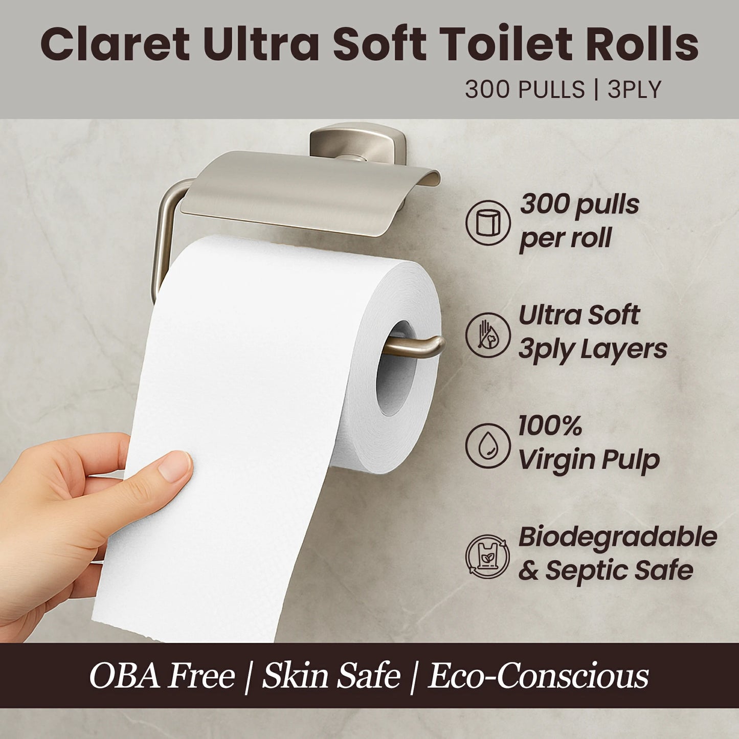 Claret Ultra Toilet Rolls 4 in 1 Combo 3 Ply 300 Pulls