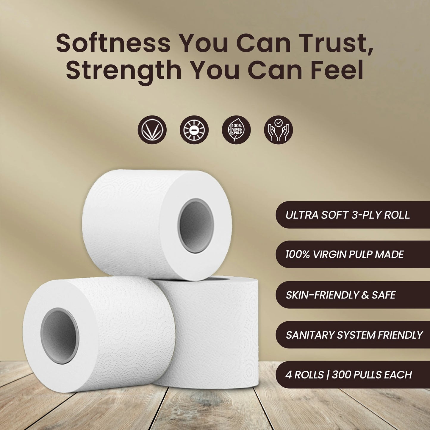Claret Ultra Toilet Rolls 4 in 1 Combo 3 Ply 300 Pulls
