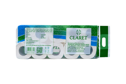 Claret 2 Ply Toilet Roll - 180 Pulls - Pack of 10
