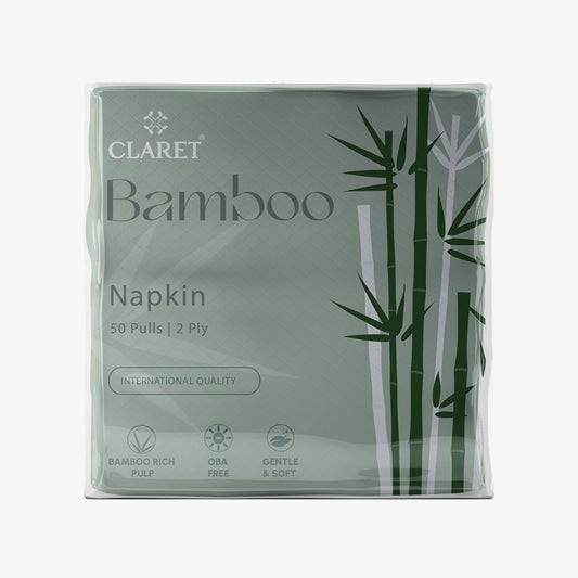 Claret Bamboo Napkin Single 2 Ply 50 Pulls - 30 x 30cm