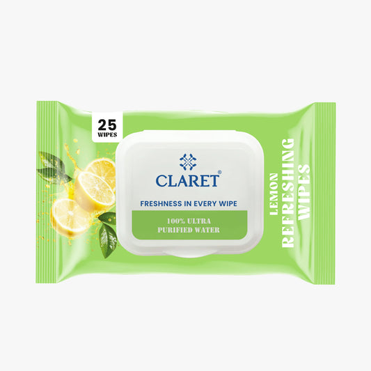Claret Refreshing Wet Wipes With Lemon | 25 Pulls
