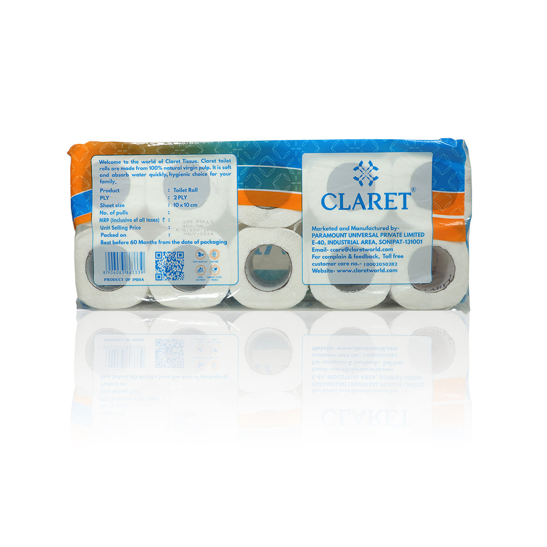 Claret 2 Ply Toilet Roll - 200 Pulls