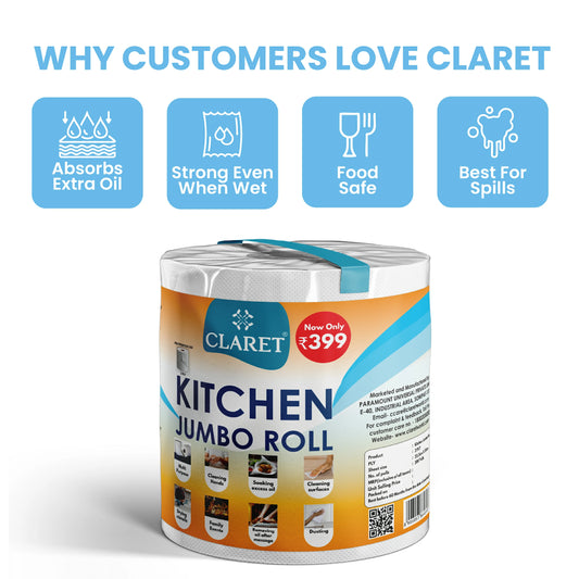 Claret Kitchen Towel Jumbo 2 Ply 300 Pulls