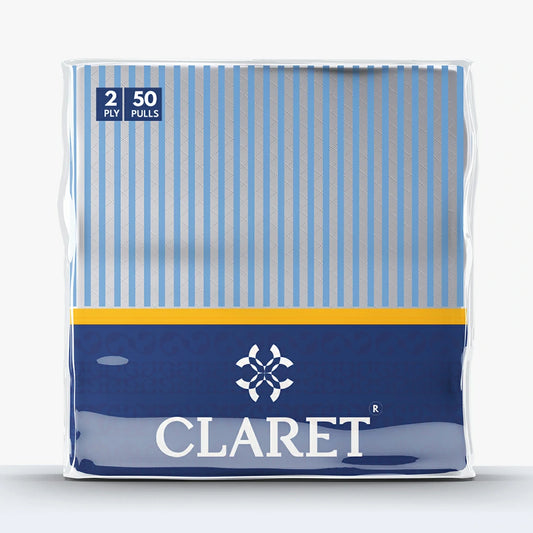 Claret Soft Napkin Printed 2 Ply 50 Pulls - 30 x 30cm