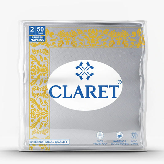 Claret Soft Napkin Printed 2 Ply 50 Pulls - 40 x 40cm