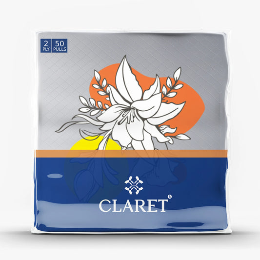 Claret Soft Napkin Printed 2 Ply 50 Pulls - 33 x 33cm