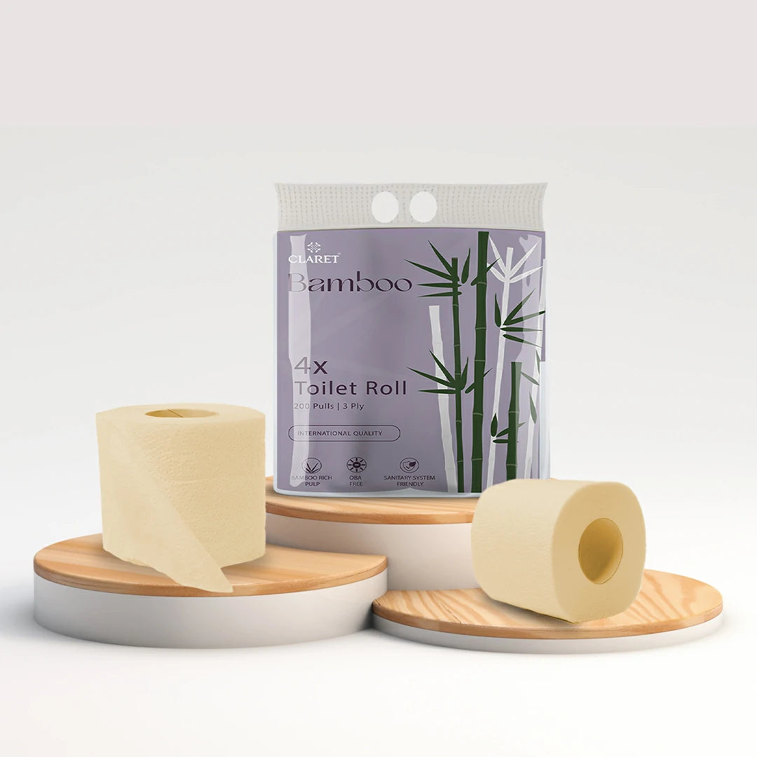 Claret Bamboo Toilet Rolls 4 in 1 Combo 3 Ply 200 Pulls