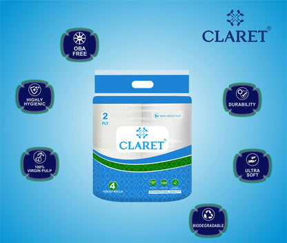 Claret Toilet Rolls 4 in 1 Combo 2 Ply 300 Pulls